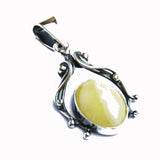 Silver Butterscotch Baltic Amber Pendant - Vintage Charm