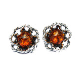 Sterling Silver Honey or Green Baltic Amber Pendant, Studs - Flowers, + gorgeous gift box,  silver 925, silver jewellery amber pendant studs