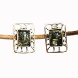 Honey or Green Baltic Amber Studs, Dangle Earrings - Magic Squares