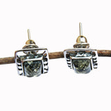 Honey or Green Baltic Amber Studs, Dangle Earrings - Magic Squares
