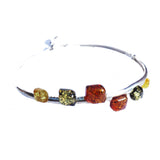 Stylish sterling silver 925 bangle and small square multicolour baltic amber pieces