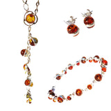 Delicate st. silver 925 fittings and small round multicolour baltic amber bracelet