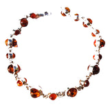Delicate st. silver 925 fittings and small round multicolour baltic amber bracelet