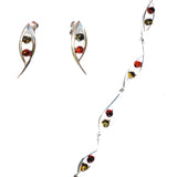 Delicate sterling silver 925 fittings and small round multicolour baltic amber bracelet