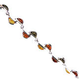 Elegant and dazzling sterling silver 925 fittings and small multicolour baltic amber slices bracelet.