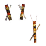 Stunning sterling silver 925 cross fittings and small square multicolour baltic amber pieces used to make this pendant