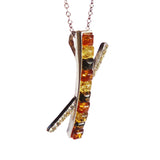 Stunning sterling silver 925 cross fittings and small square multicolour baltic amber pieces used to make this pendant
