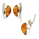 Festive sterling silver 925 and drop cognac baltic amber pendant necklace