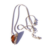Festive sterling silver 925 and drop cognac baltic amber pendant necklace