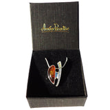 Festive sterling silver 925 and drop cognac baltic amber pendant necklace