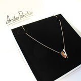 Festive sterling silver 925 and drop cognac baltic amber pendant necklace