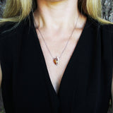 Festive sterling silver 925 and drop cognac baltic amber pendant necklace