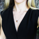 Festive sterling silver 925 and drop cognac baltic amber pendant necklace