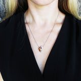 Festive sterling silver 925 and drop cognac baltic amber pendant necklace