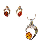 Elegant sterling silver 925 and drop cognac baltic amber earrings