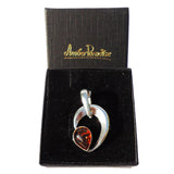 Elegant sterling silver 925 and drop cognac baltic amber pendant