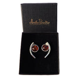 Romantic sterling silver 925 fittings and round cognac baltic amber earrings