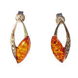 Festive sterling silver 925 and drop cognac baltic amber earrings