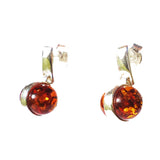Beautifully simple sterling silver 925 and round cognac baltic amber earrings