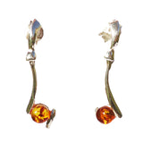 Beautifully simple sterling silver 925 and round cognac baltic amber earrings