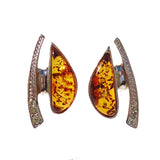 Festive sterling silver 925 and drop cognac baltic amber earrings