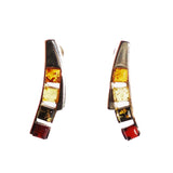 Modern sterling silver 925 fittings and four small square multicolour baltic amber pieces used to make this stud earrings