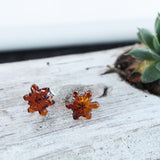 Creatively Hand-carved Baltic Amber Studs - Snowflakes