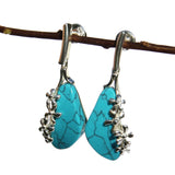 Blue Turquoise Flower Earrings