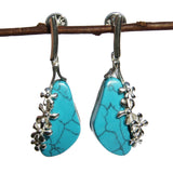 Blue Turquoise Flower Earrings