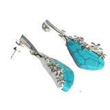 Blue Turquoise Flower Earrings