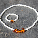 Minimalist Bracelet Amber and black glass beads