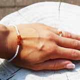Minimalist Bracelet Amber and black glass beads