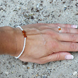 Minimalist Bracelet Amber and black glass beads