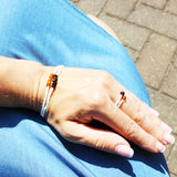 Minimalist Bracelet Amber and black glass beads
