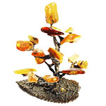 Strikingly beautiful Amber Tree Ornaments mounted on marble