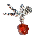 Romantic Baltic Amber Angel Brooch