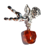 Romantic Baltic Amber Angel Brooch