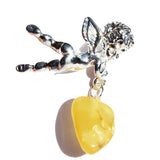 Romantic Baltic Amber Angel Brooch