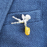 Romantic Baltic Amber Angel Brooch