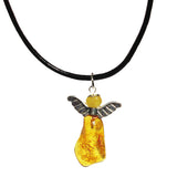 Amber Pendant - Amber Angel With Leather Necklace