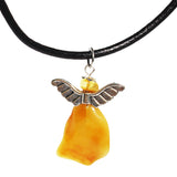 Amber Pendant - Amber Angel With Leather Necklace