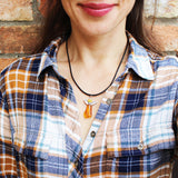 Amber Pendant - Amber Angel With Leather Necklace