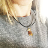 Amber Pendant - Amber Angel With Leather Necklace