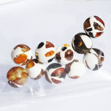 Round Mosaic Baltic Amber Beads, Dalmatian Pattern, 10 beads in each pack