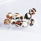 Round Mosaic Baltic Amber Beads, Dalmatian Pattern, 10 beads in each pack