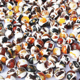 Round Mosaic Baltic Amber Beads, Dalmatian Pattern, 10 beads in each pack