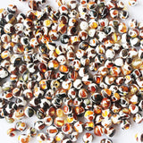 Round Mosaic Baltic Amber Beads, Dalmatian Pattern, 10 beads in each pack