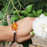 Charming Bracelet With Baltic Amber Center Piece