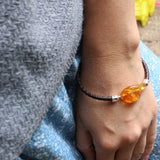 Charming Bracelet With Baltic Amber Center Piece