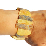 Unpolished Amber Bracelet With Playful Pattern